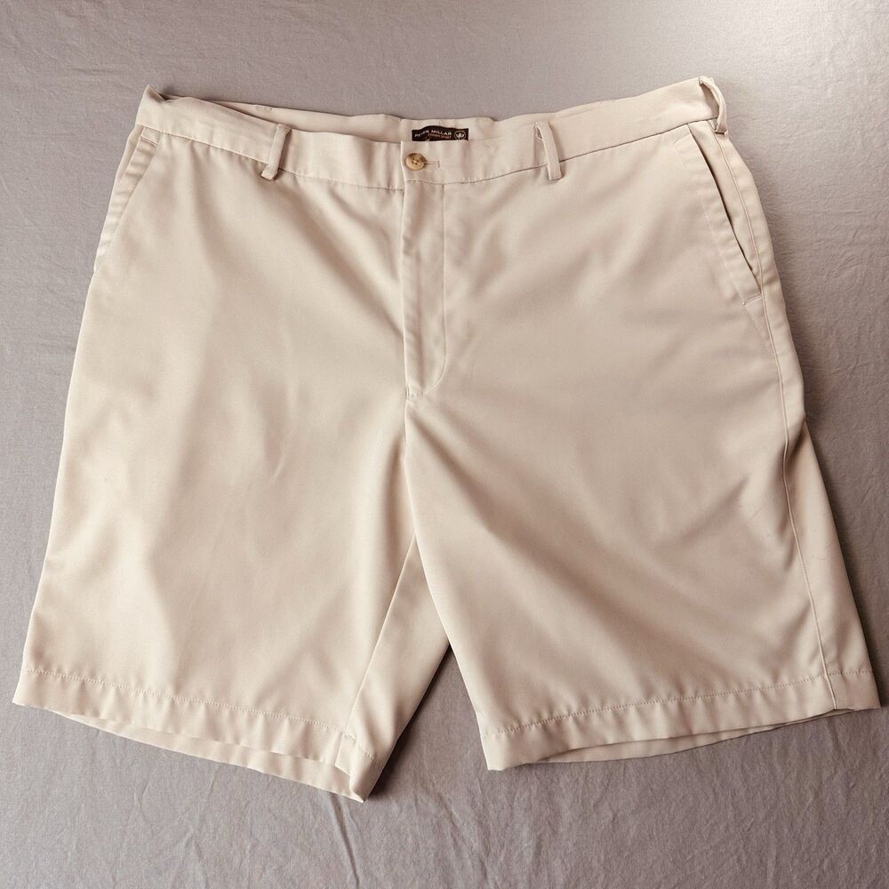 Peter Millar Crown Sport Mens Sz 40 Cream Colored Shorts 9” Inseam